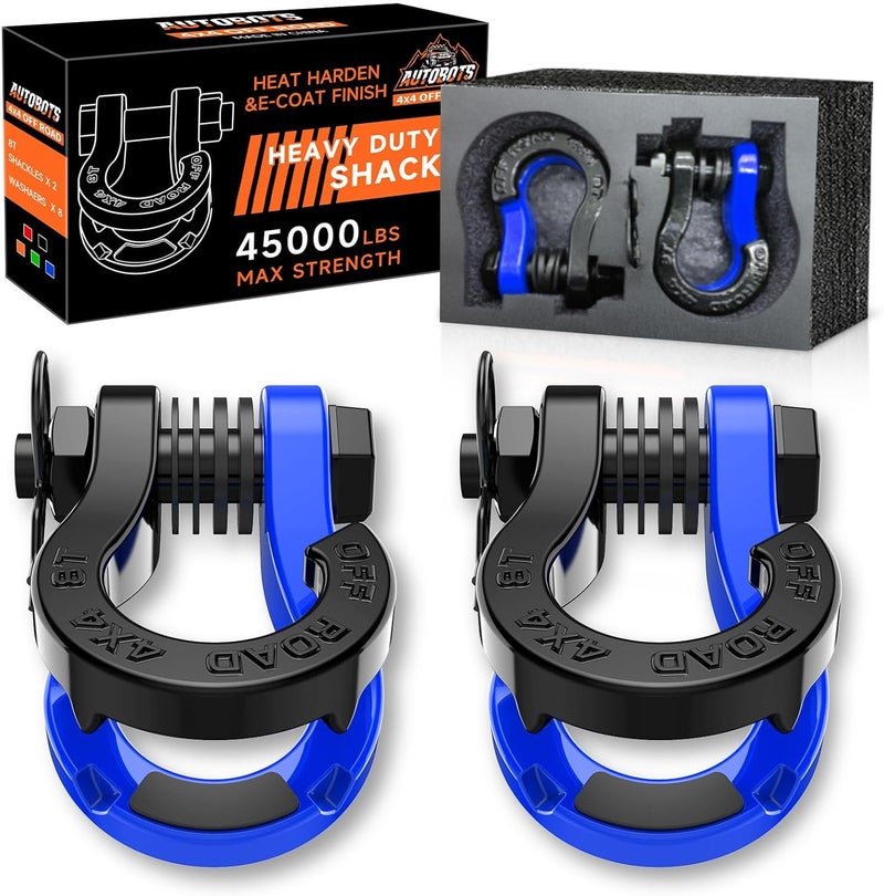 AUTOBOTS Tigertooth D Ring Shackles 45,000lb Break Strength, 3/4”Shackle D Rings Heavy Duty with 7/8 Pin for Tow Strap Winch Offroad Vehicle Recovery Accessories Blue - Image 1